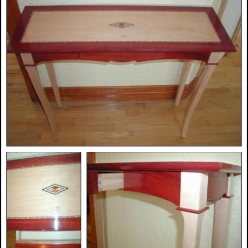 Table console - érable et satiné rubané